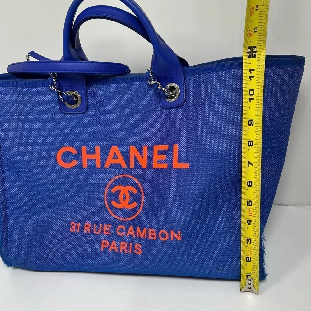 Chanel SS21 Electric Blue Neon Orange Medium Deauville Tote Bag